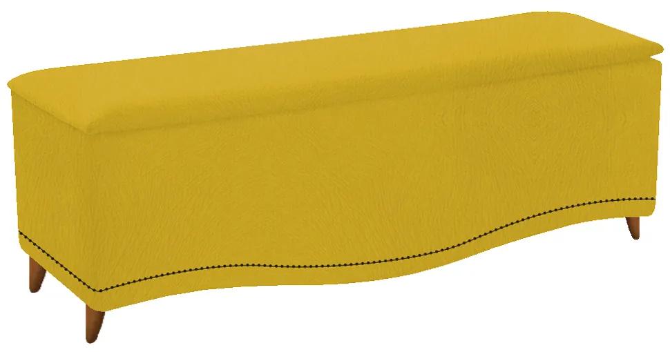 Calçadeira Estofada Yasmim 140 cm Casal Suede Amarelo - ADJ Decor