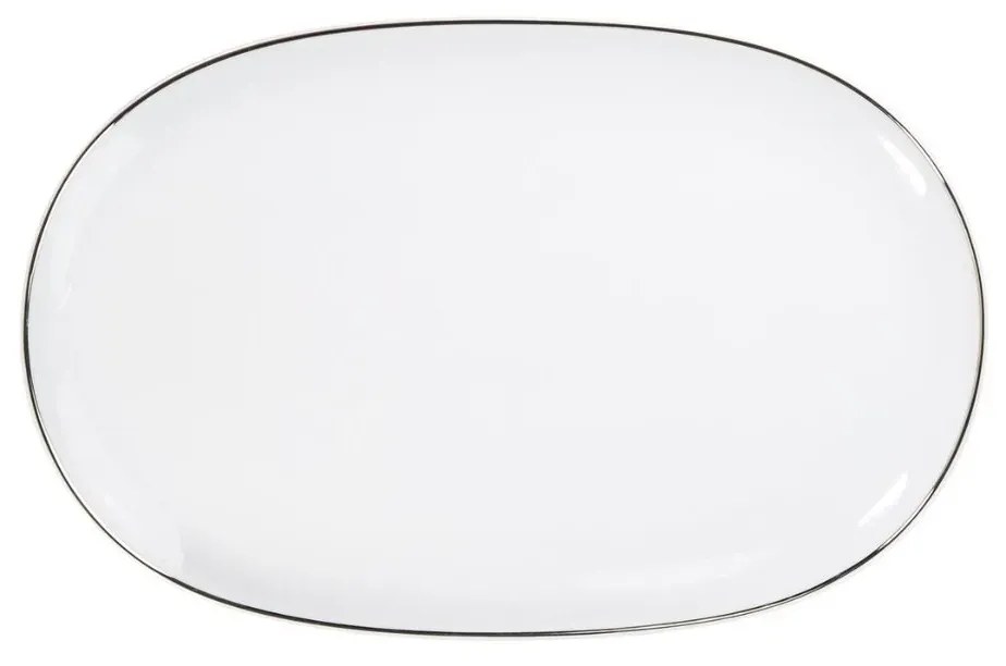 Travessa Rasa Oval 28 Cm Porcelana Schmidt - Dec. Filetado Prata Itamaraty 0012