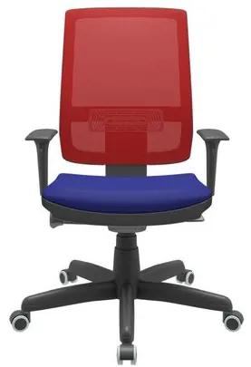 Cadeira Office Brizza Tela Vermelha Assento Aero Azul Autocompensador Base Standard 120cm - 63705 Sun House