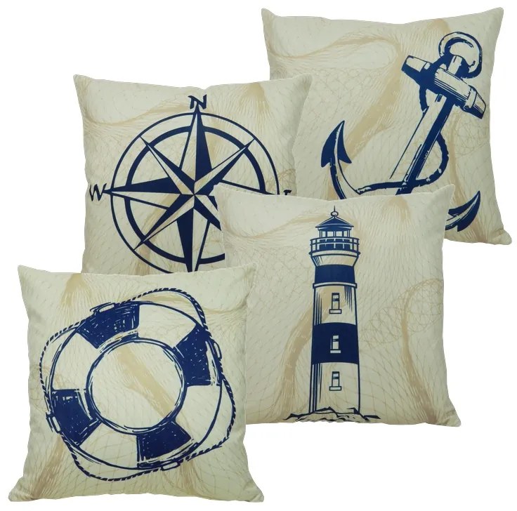 Almofada Marine Tons Amarelo com Azul 45x45cm