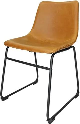 Cadeira Rústica Vintage em Metal e Couro Ecológico Caramelo