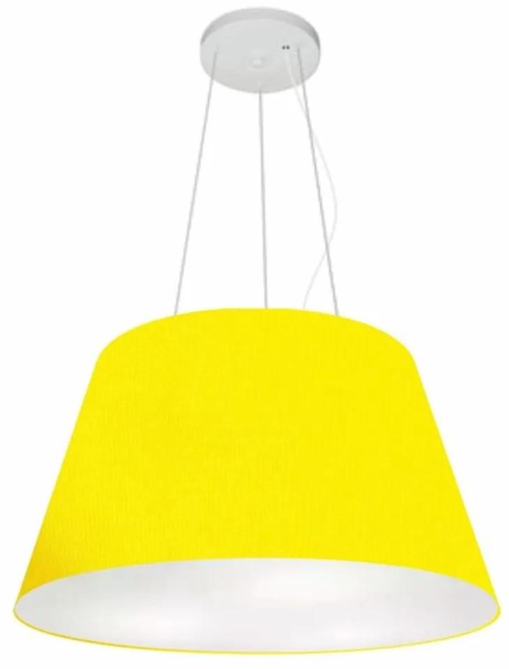 Lustre Pendente Cone Md-4141 Cúpula em Tecido 30/50x35cm Amarelo - Bivolt