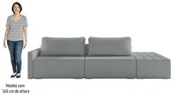 Sofá Ilha Modular com Puff para Sala Living 252cm Georgia K04 Bouclê C