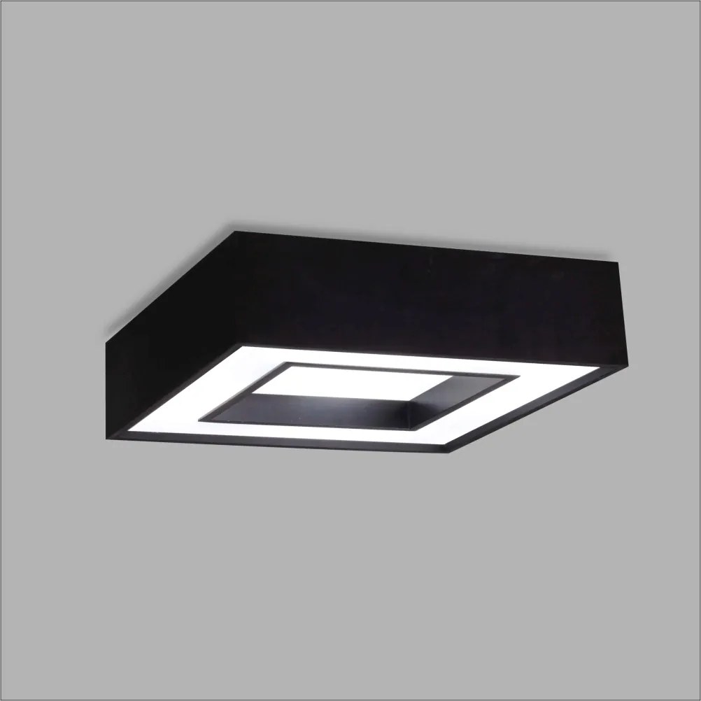 Plafon De Sobrepor Quadrado Cherry 8L E27 62X62X12Cm | Usina 4540/62 (CP-M - Champagne Metálico)