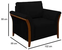 Kit 2 Poltronas Decorativas Sala de Estar 102cm Pés Madeira Roya M22 V