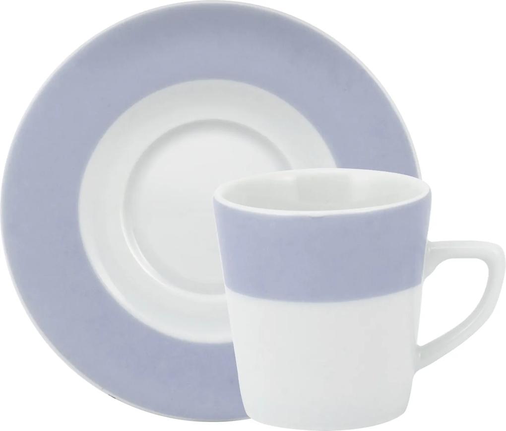 Xicara Café c/ Pires Porcelana Schmidt - Dec. Matte Azul