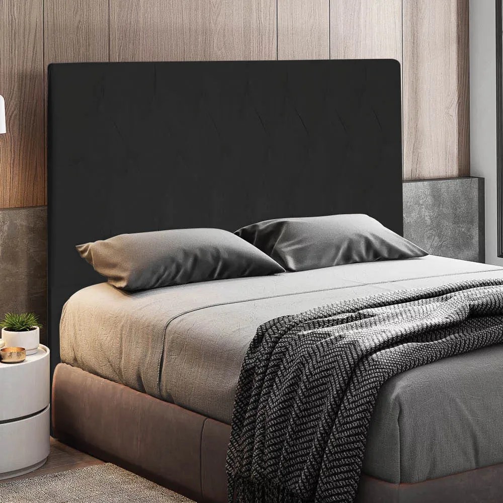 Cabeceira Topázio Para Cama Box Casal 140 cm Suede - D'Rossi - Preto