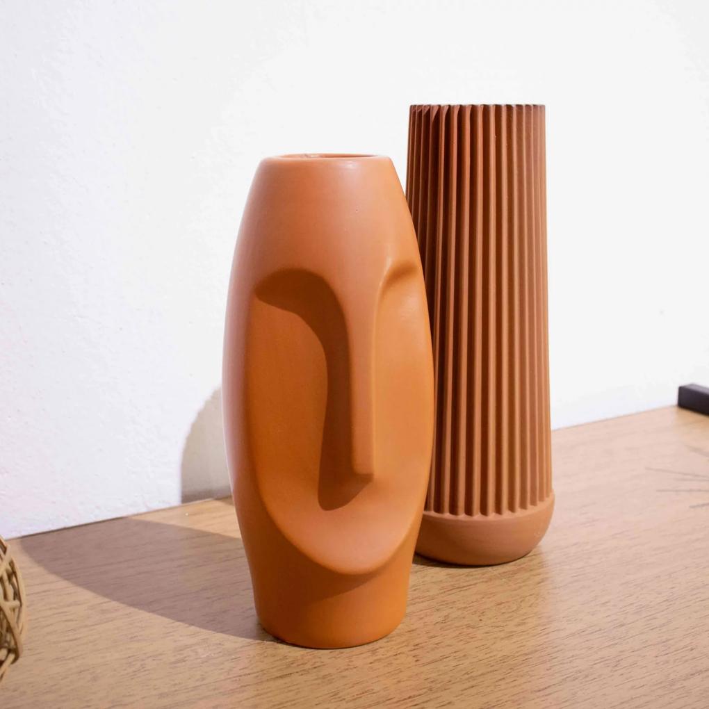Vaso Decorativo Rosto Terracota Mate em Cerâmica 29x19 cm - D'Rossi