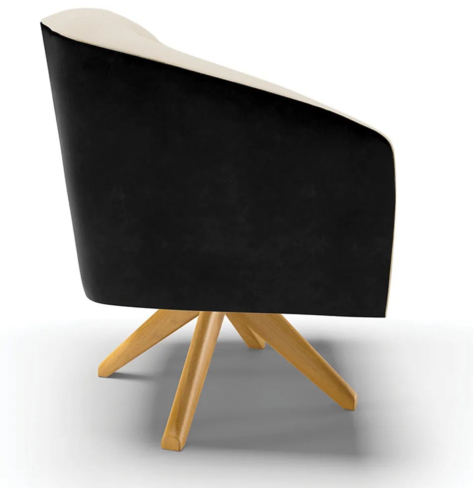 Poltrona Decorativa Giratória MA30 Stella Preto/Linho Areia D03 - D'Rossi