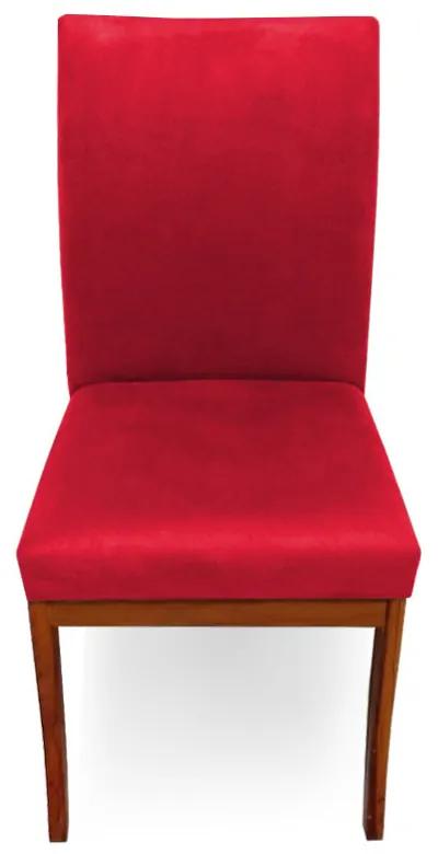 Conjunto 6 Cadeiras Raquel para Sala de Jantar Base de Eucalipto Suede Vermelho