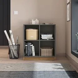 Estante Livreiro Multiuso Baixa Cubic Chumbo/ Louro Freijó - Caemmun