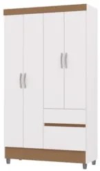 Guarda Roupa Solteiro 103cm Com 4 Portas Ideal Flex Branco - Vila Rica