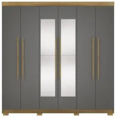 Guarda Roupa Casal 218cm Com Espelho Elegance Nature/Alasca - Vila Ric