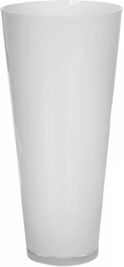 Vaso Cone Branco Grande em Vidro - Urban - 35x18 cm