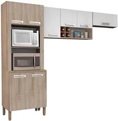 Cozinha Compacta Ametista 8 Portas Composição 4 Nogal/Branco - Kit's P