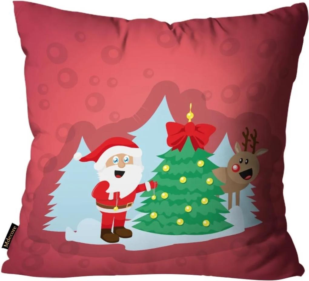 Capas para Almofada Premium Cetim Mdecore Natal Papai Noel Vermelha 45x45cm