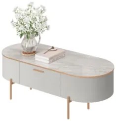 Mesa de Centro Para Sala Pés Metálicos Clover D04 Bali/Quartzo - Mpoze