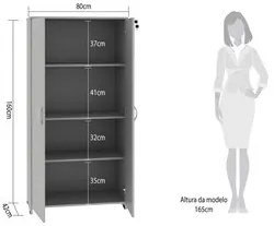 Armário de Escritório Multifuncional 2 Portas 80cm Web15 G04 Cinza - M