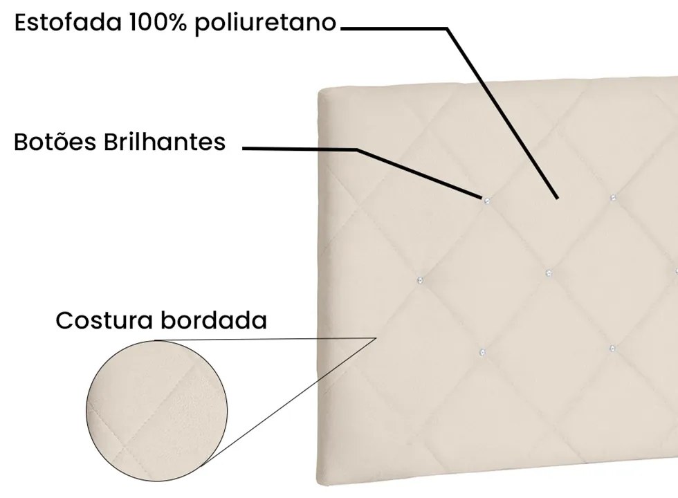 Cabeceira Painel Tânia Para Cama Box King 195 cm Suede - D'Rossi - Bege