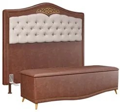 Cabeceira Cama Box Casal 140cm Com Calçadeira Baú Imperial J02 Facto M