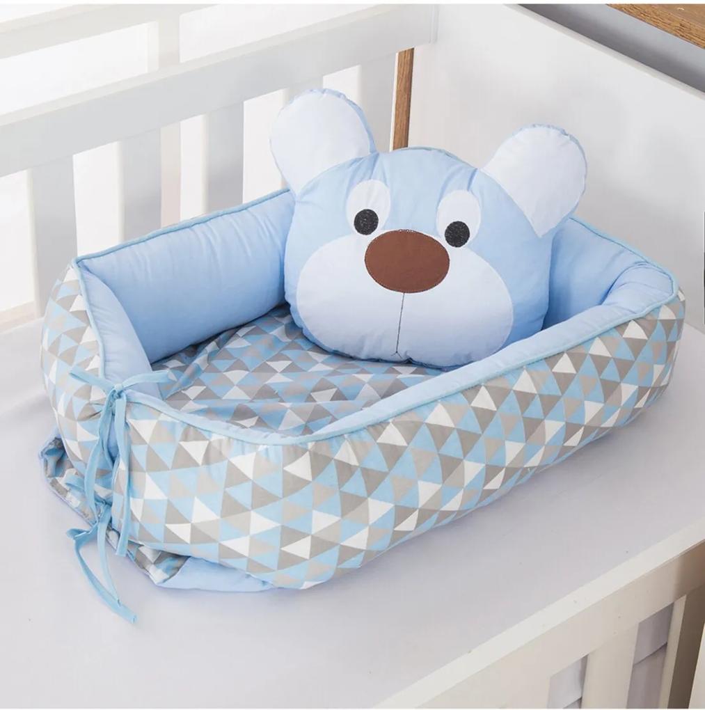 Ninho Redutor de Berço Dôda Baby Urso Dengoso Azul Bebê 2 Peças
