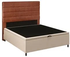 Cabeceira com Base Cama Box Baú Casal 138x188cm Hit ID5 Suede Bege/Cou