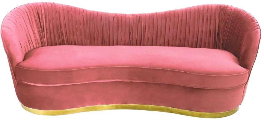 Sofá Decorativo com Estofado em Veludo Rosa 218x77cm