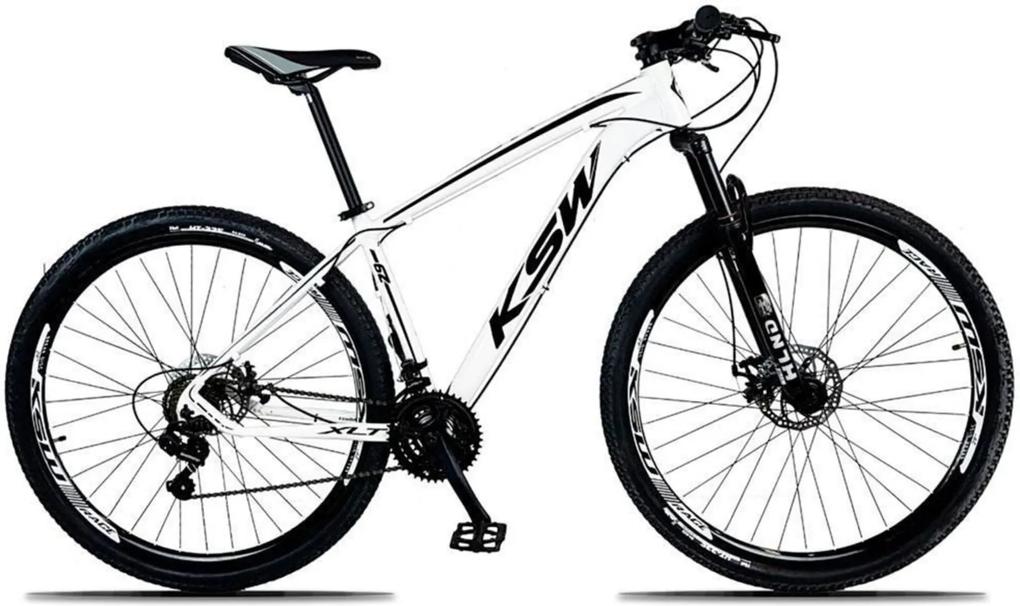 Bicicleta XLT Aro 29 Freio a Disco SuspensÁo 21 Marchas Quadro 19 Alumínio Branco Preto - KSW
