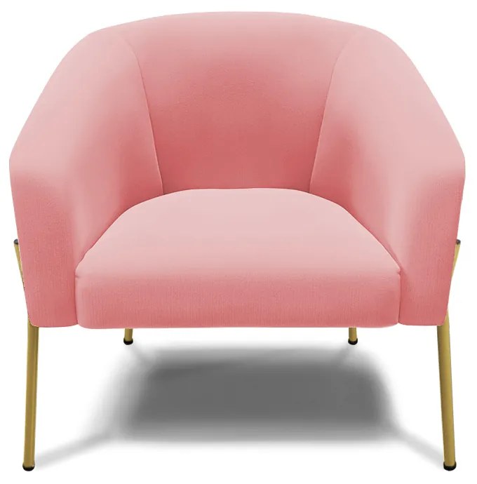 Poltrona Decorativa Pé de Ferro Dourado Stella Suede Rosê D03 - D'Rossi