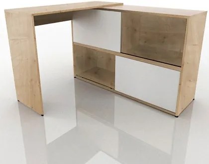 Mesa Para Computador Escrivaninha 2 Portas Olimpo Natura/Branco - Fit Mobel