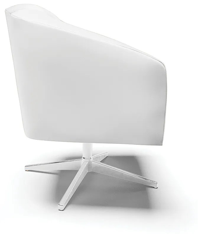 Poltrona Decorativa Giratória Cromada Stella Sintético D03 - D'Rossi - Branco