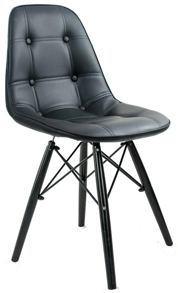 Cadeira Botonê Preta Com Pé Preto DSW - Empório Tiffany