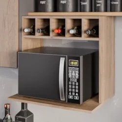 Suporte Micro-Ondas Forno Armário Aéreo com Adega 60cm Lótus Z34 Freij