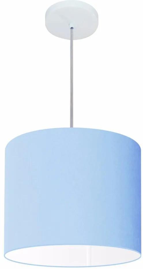 Lustre Pendente Cilíndrico Md-4054 Cúpula em Tecido 30x21cm Azul Bebê - Bivolt