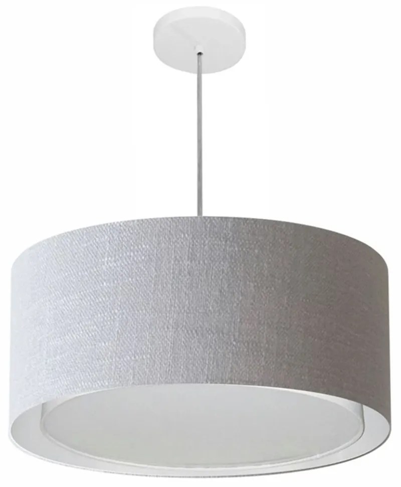 Lustre Pendente Cilíndrico Duplo Vivare Md-4294 Cúpula em Tecido 50x25cm - Bivolt