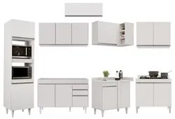 Armário de Cozinha Modulada de Canto 8 Peças CP01 Balcão Branco - Lumi