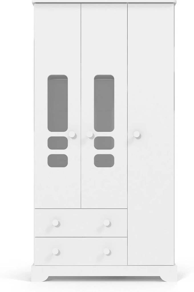 Roupeiro 3 portas Smart Branco-Acetinado Matic Móveis