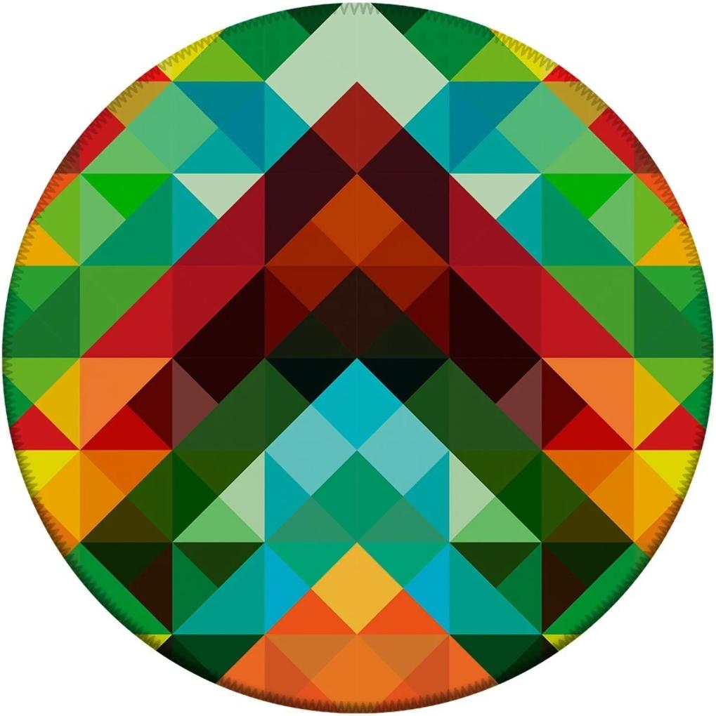 Tapete Love Decor Redondo Wevans Triângulos Abstrato Color Multicolorido 84cm