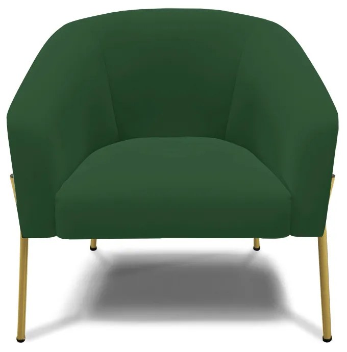 Poltrona Decorativa Pé de Ferro Dourado Stella Veludo D03 - D'Rossi - Verde