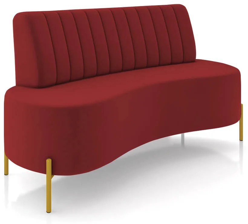 Sofá 2 Lugares Living 135cm Pé Ferro Dourado Maraú Veludo K01 - D'Rossi - Vermelho