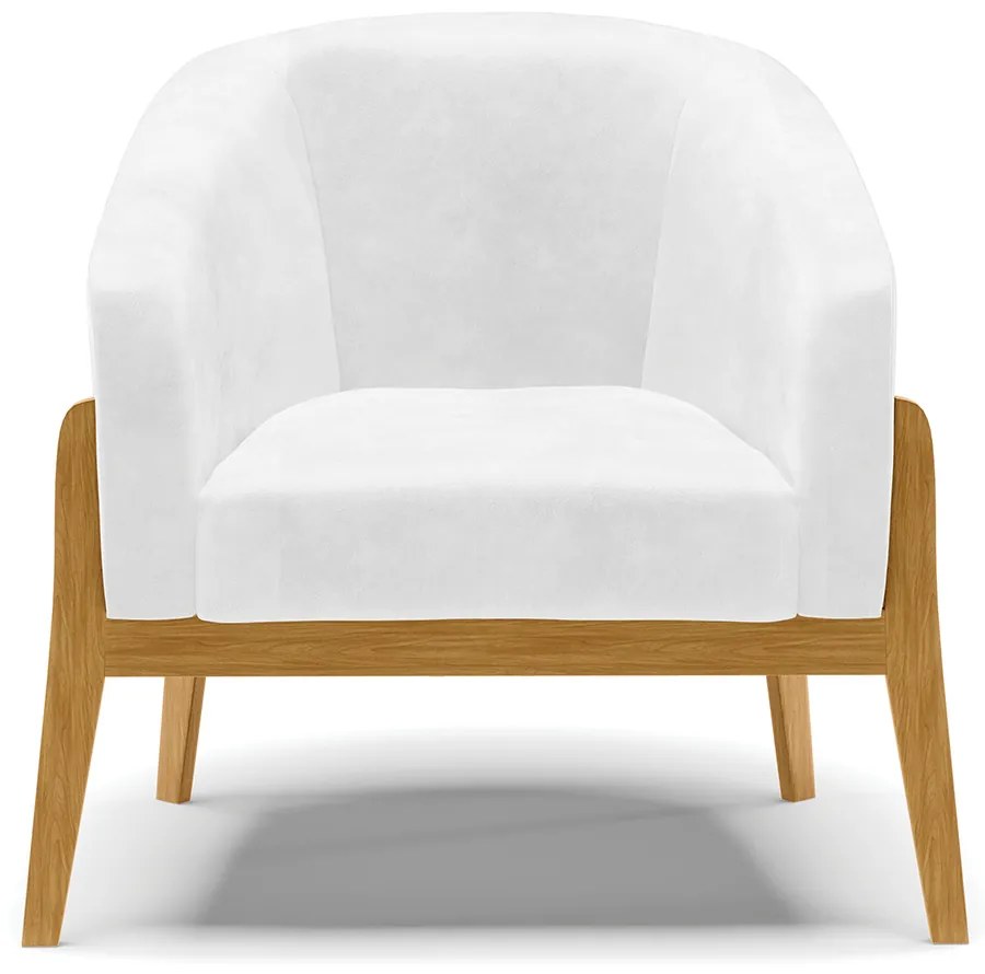 Poltrona Decorativa Base de Madeira kit 2 Stella Sintético PU D03 - D'Rossi - Branco