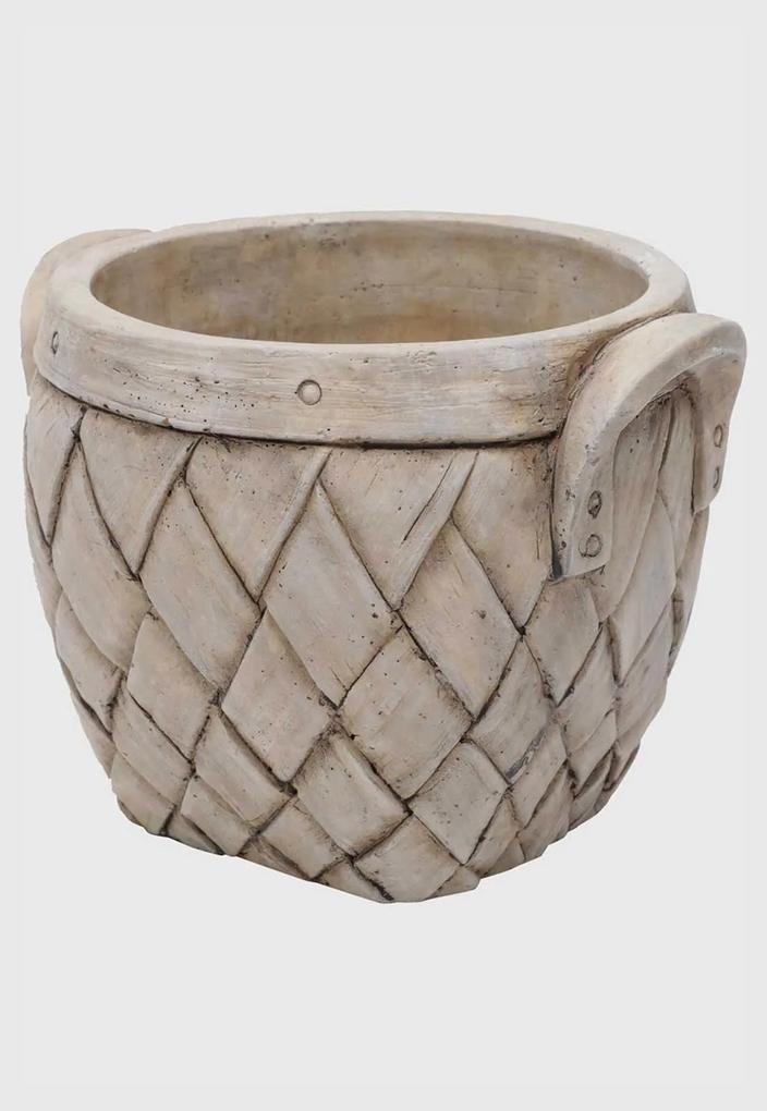 Vaso Cerâmica Natural Basket Bege 17X15X13Cm