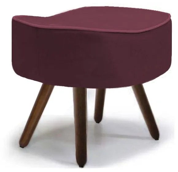 Puff Banqueta Astra com Pés Palito Suede Bordô