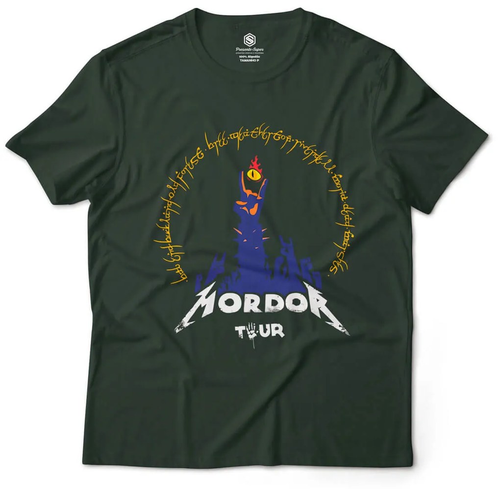 Camiseta Unissex Mordor Tour O Senhor dos Anéis Geek Nerd - Azul Turqueza - GG