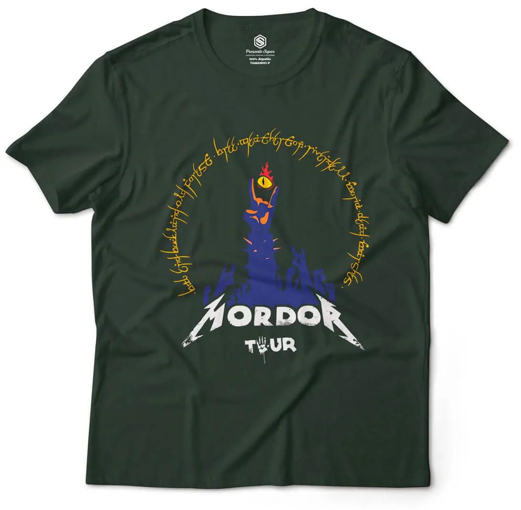Camiseta Unissex Mordor Tour O Senhor dos Anéis Geek Nerd - Cinza Chumbo - G