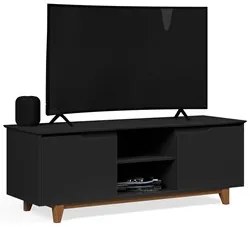 Rack para Sala Bancada de TV 55 Pol 139cm Flow Preto - EJ Móveis