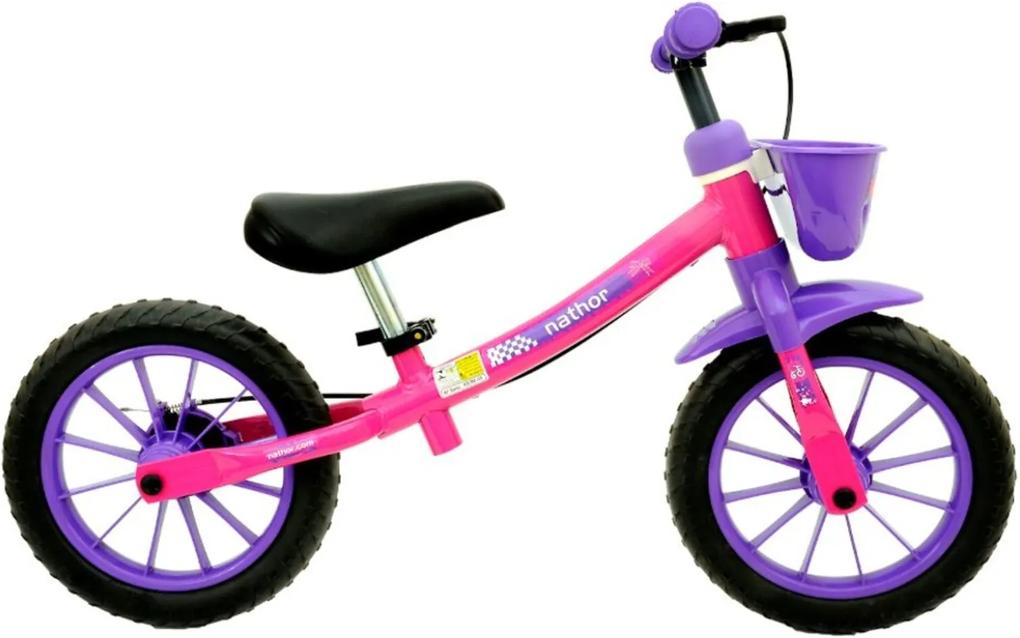 Bicicleta Infantil Aro 12 Quadro em Aço Balance Rosa sem Pedal - Nathor