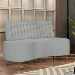 Sofá 2 Lugares para Sala Living 160cm Pés Palito Tamar K04 Bouclê Cinz