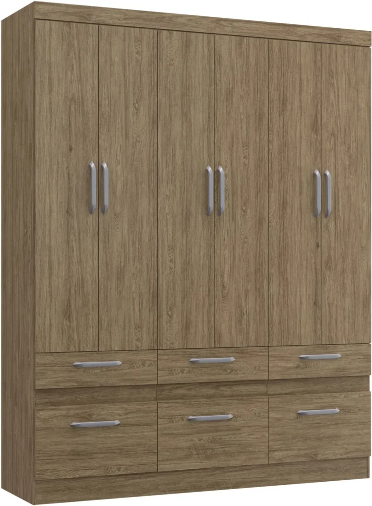 Guarda Roupa Citrino 6 Portas 6 Gavetas Decibal Moveis Wood Biano