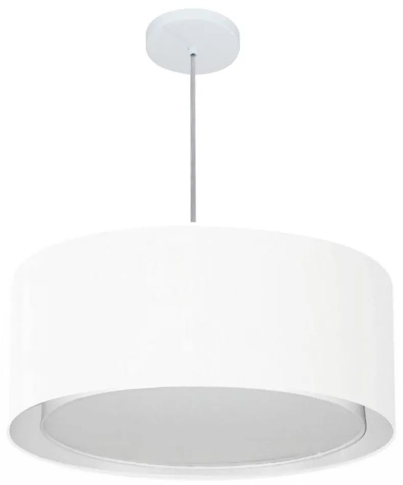 Lustre Pendente Cilíndrico Duplo Vivare Md-4294 Cúpula em Tecido 50x25cm - Bivolt - Linho Bege - 110V/220V